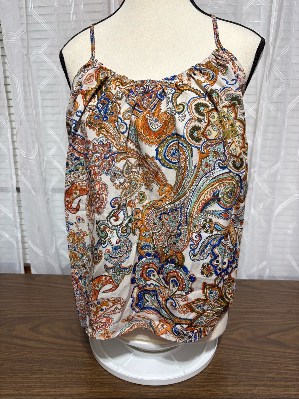 Womens Med Paisley Print Adjust Spaghetti Strap Top Multicolor 20 p2p 23L